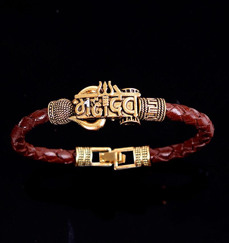Mahi Combo of Om Mahadev Trishul Bracelets with Rudraksha for Men (CO1